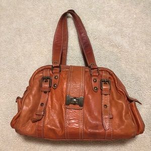 Orange Italian leather handbag